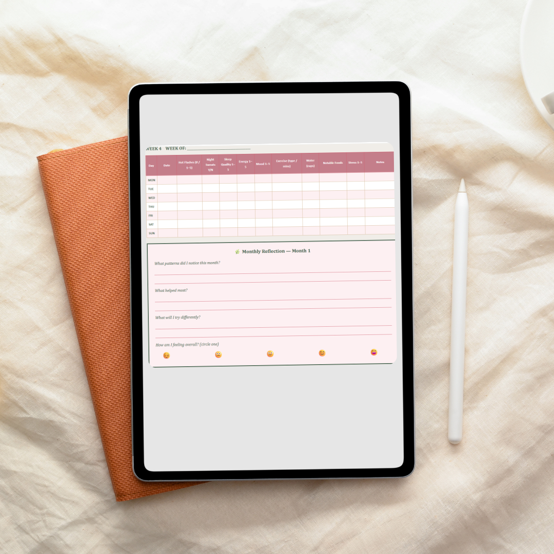 Menopause Symptom, Sleep & Movement Tracker – 3-Month Printable Journal PDF