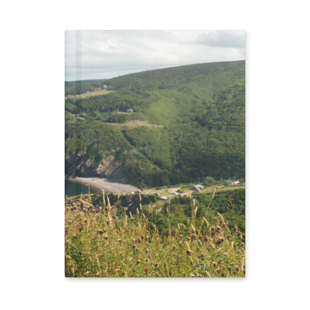 Front cover of hardcover journal featuring Nova Scotia coastal landscape photography