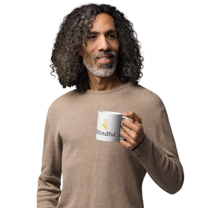 Bee Mindful Ceramic Mug, White Glossy 11 oz